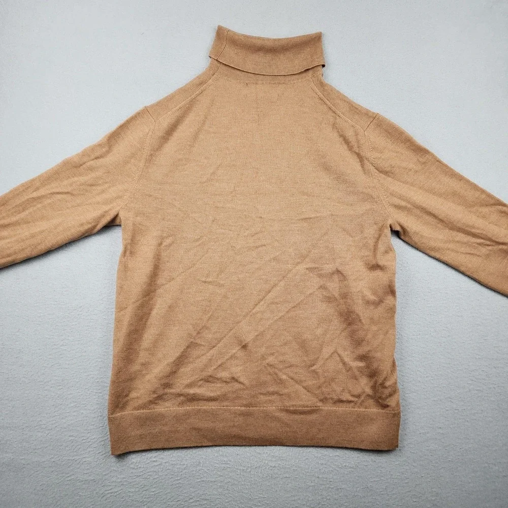 Banana Republic Sweater Mens Large Beige Merino Wool Turtleneck Knit Pullover